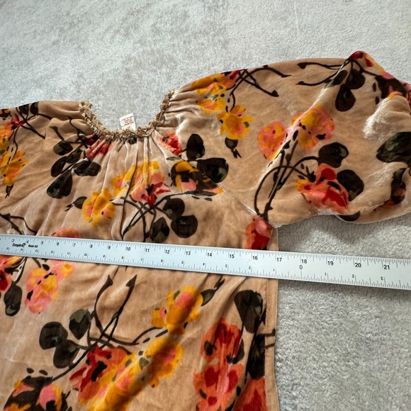 Sundance Top Womens XS Crushed Velvet Peasant Blouse Ruffle Accent Rayon Silk - Picture 7 of 8